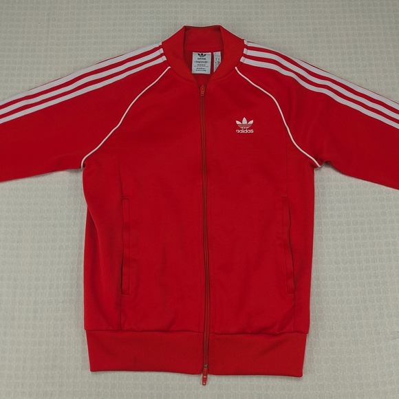 Adidas Track Jacket Red White 3 Stripes Full Zip Athletic Mens Adult Small 39" - Picture 3 of 11